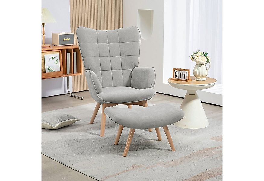 HOMCOM Relaxsessel Ohrensessel mit Hocker, Polstersessel in Cord-Optik (Lou günstig online kaufen