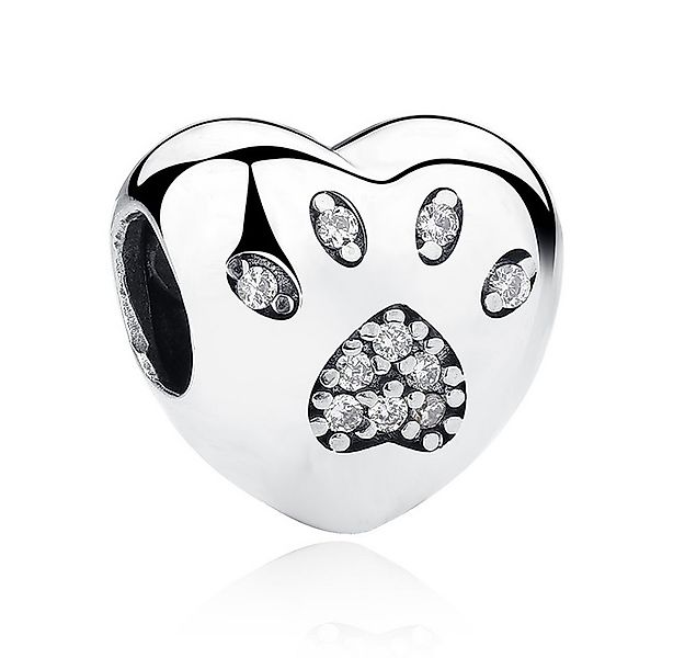 PANDACHARMS Bead Pfötchenherz Weiß Charm für Charm Armband, 925er Silber, Z günstig online kaufen