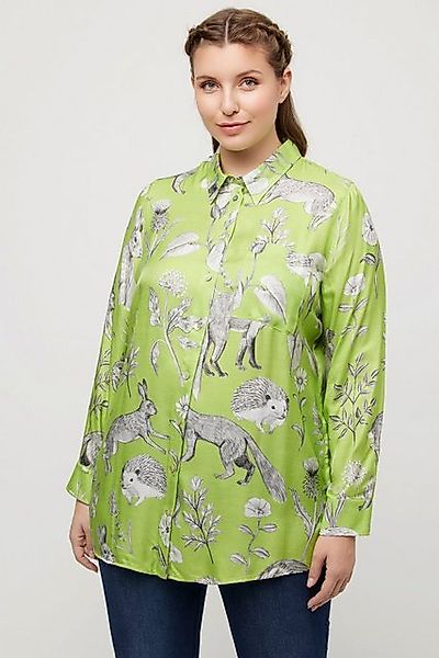 Ulla Popken Hemdbluse Hemdbluse Tierdruck Hemdkragen Langarm günstig online kaufen