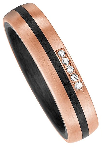 JOBO Fingerring "Ring mit 5 Diamanten", Carbon und 585 Roségold günstig online kaufen