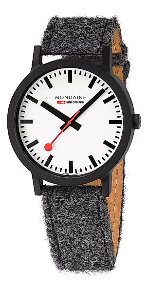 Mondaine Essence Schwarz, 41mm, Armband Dunkelgrau MS1.41110.LH Herrenuhr günstig online kaufen