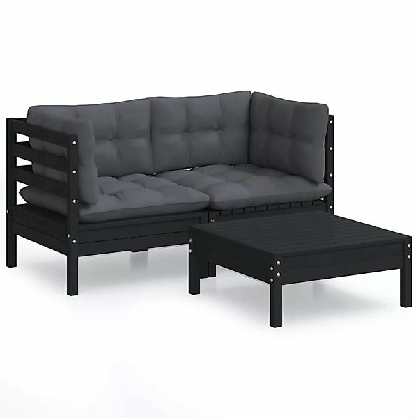 vidaXL Gartenlounge-Set 3-tlg. Garten-Lounge-Set mit Anthrazit günstig online kaufen
