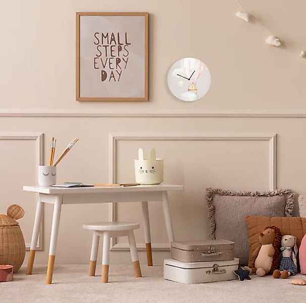 queence Wanduhr »Bär und Maus im Ballon« bedruckte Acrylglas Uhr, geräuschl günstig online kaufen