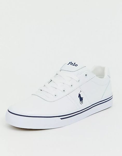 Polo Ralph Lauren – Hanford – Ledersneaker in Weiß mit Polospielerlogo günstig online kaufen