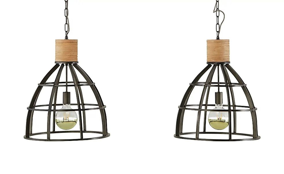 Pendelleuche  2-flammig  schwarz/holzfarben   ¦ schwarz ¦ Maße (cm): B: 119 günstig online kaufen