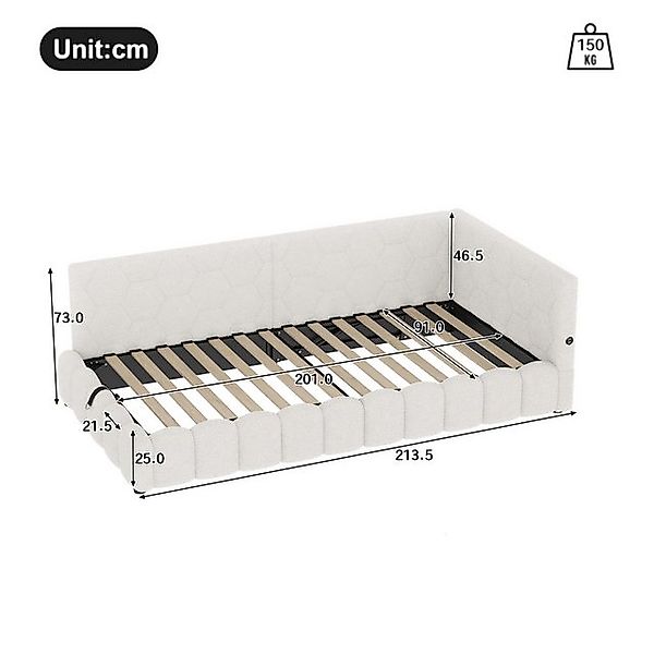 Flieks Daybett, Hydraulisches Polsterbett Tagesbett Schlafsofa 90x200cm mit günstig online kaufen