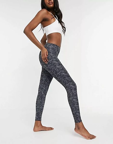 Onzie – Yoga-Leggings mit hohem Bund und grauem Ripple-Print günstig online kaufen