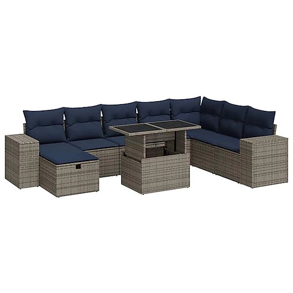 vidaXL 9-Tlg Garten-Sofagarnitur mit Kissen Braun Poly Rattan Akazie 332796 günstig online kaufen