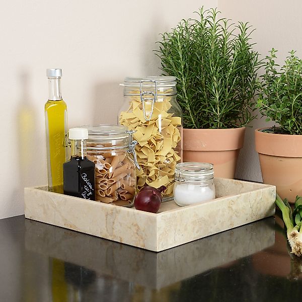 wohnfreuden Dekotablett Marmor Tablett creme quadratisch günstig online kaufen