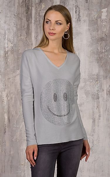 Passioni Strickpullover mit Strass-Smiley günstig online kaufen