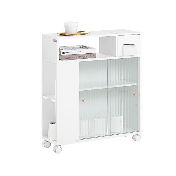 SoBuy Badezimmerschrank Nischenregal mit Rollen Küchenregal Weiß BZR117-W günstig online kaufen