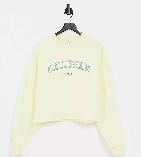 COLLUSION Plus – Sweatshirt in Gelb mit College-Print, Kombiteil günstig online kaufen