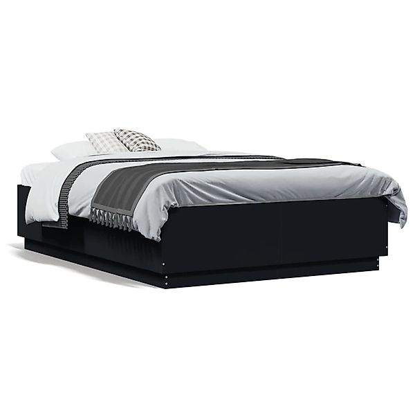 vidaXL Bettgestell Schwarz 135x190 cm Holzwerkstoff 3209738 günstig online kaufen