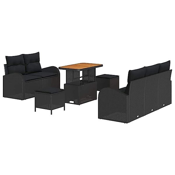 vidaXL Garten-Sofa-Set 8-Tlg Schwarz Poly Rattan 3362339 günstig online kaufen