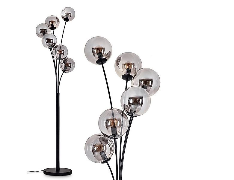 hofstein Stehlampe Stehlampe aus Metall/Glas in Schwarz/Rauchfarben, ohne L günstig online kaufen