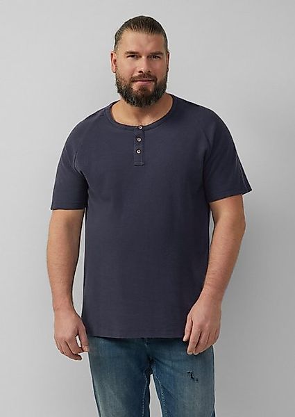 s.Oliver Kurzarmshirt T-Shirt aus Waffel-Jersey mit Henleyausschnitt Logo günstig online kaufen