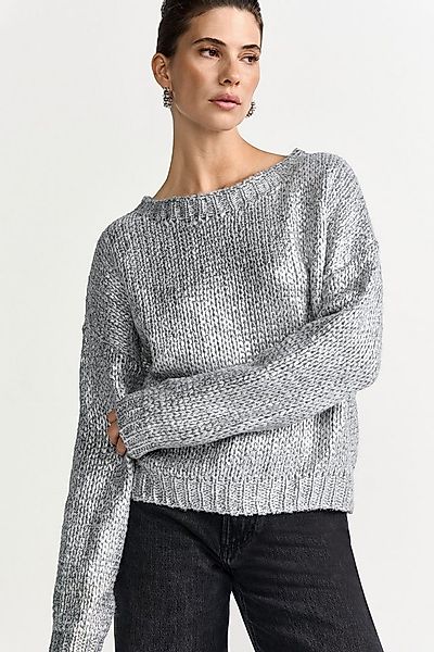 RICHROYAL Strickpullover in Metallic-Optic, kastiger Schnitt, Grobstrick günstig online kaufen