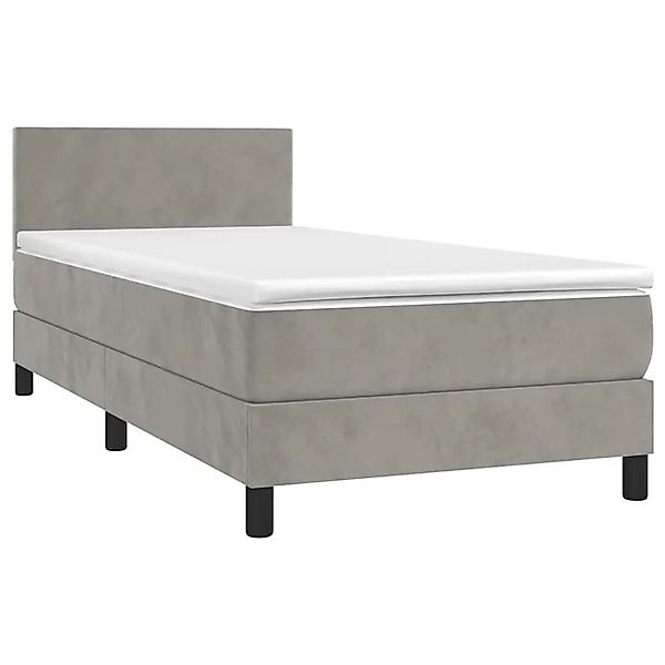 vidaXL Boxspringbett mit Matratze & LED Hellgrau 80x200 cm Samt 3134249 günstig online kaufen