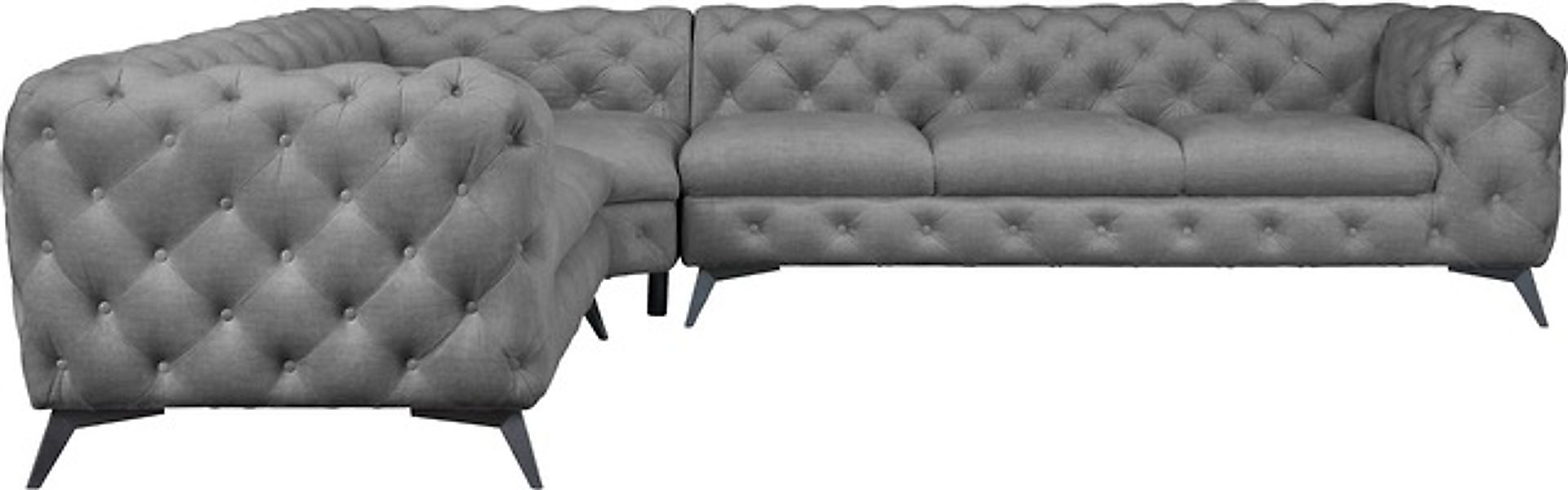 Leonique Chesterfield-Sofa »Ecksofa GLYNIS L-Form mit Wellenunterfederung, günstig online kaufen