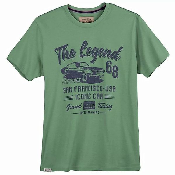 redfield Rundhalsshirt Große Größen Herren T-Shirt grün Print The Legend Re günstig online kaufen