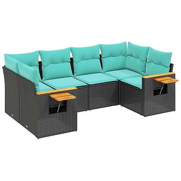vidaXL 6-Tlg Garten-Sofagarnitur mit Kissen Schwarz Poly Rattan 3227100 günstig online kaufen