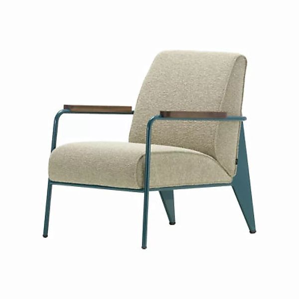 Gepolsterter Sessel Fauteuil de Salon metall textil beige / Jean Prouvé 193 günstig online kaufen
