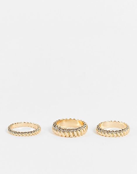 ALDO – Acardotlan – Set mit drei Ringen mit goldfarbenem Twist-Design günstig online kaufen