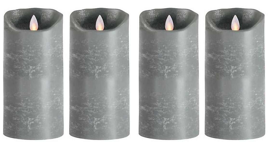 SOMPEX LED-Kerze Sompex Flame LED Echtwachskerzen 4er Set grau 18cm (Set, 4 günstig online kaufen