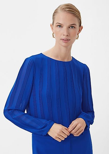 Comma Langarmbluse Chiffonbluse mit Plisseefalten günstig online kaufen