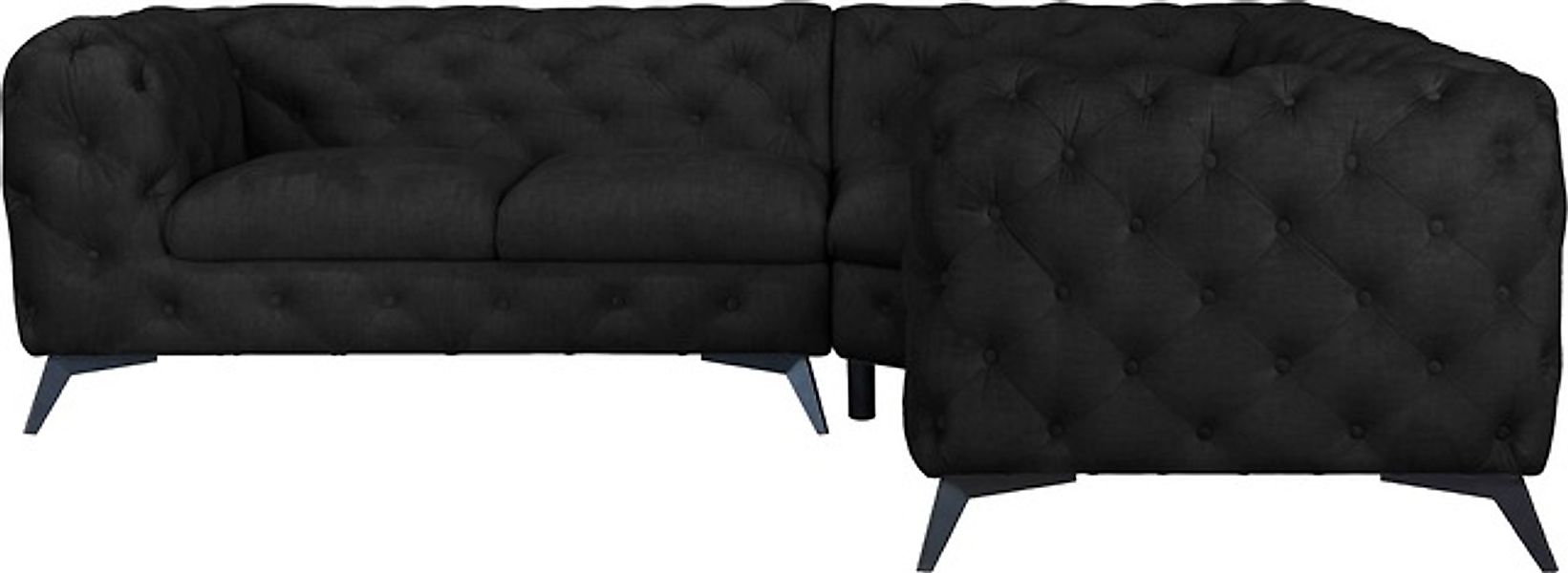 Leonique Chesterfield-Sofa »Ecksofa GLYNIS L-Form mit Wellenunterfederung, günstig online kaufen