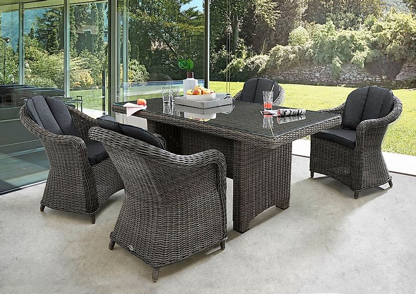 Destiny Garten-Essgruppe "MALAGA LUNA", (Set, 13 tlg.), Polyrattan, 4 Sesse günstig online kaufen