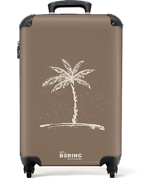 NoBoringSuitcases.com© Hartschalen-Trolley Braun mit beiger Palme günstig online kaufen