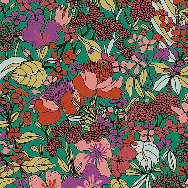 Bricoflor Bunte Tapete mit Blumen Florale 60er und 70er Vliestapete für Ess günstig online kaufen