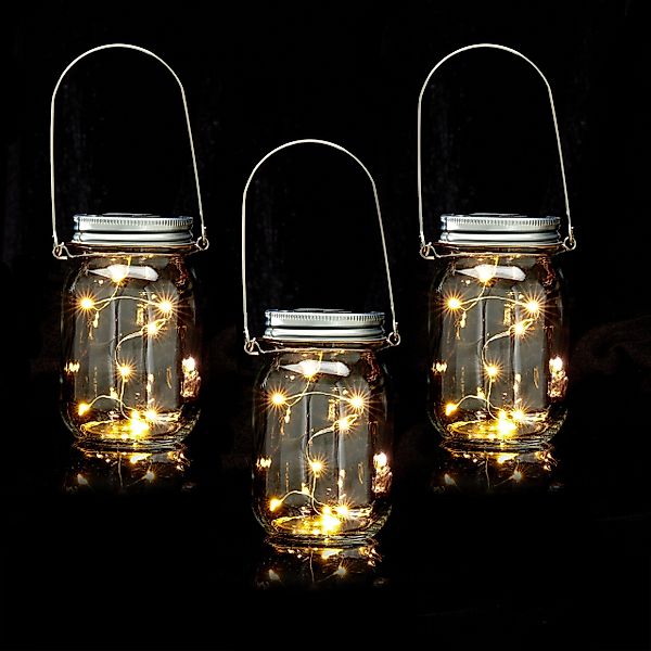 relaxdays Gartenleuchte LED Solar Glas 3er günstig online kaufen
