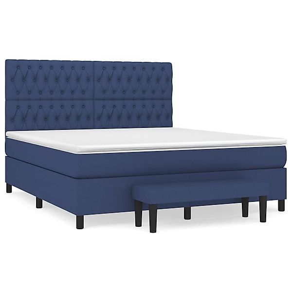 vidaXL Boxspringbett, Boxspringbett mit Matratze Blau 180x200 cm Stoff günstig online kaufen