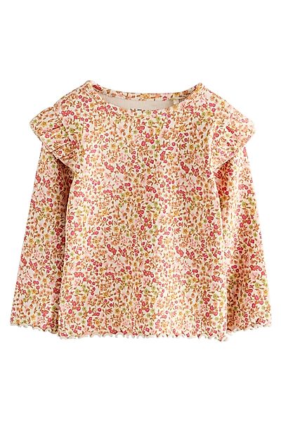 Next Langarmshirt Langärmeliges, geripptes Rüschen-T-Shirt (1-tlg) günstig online kaufen