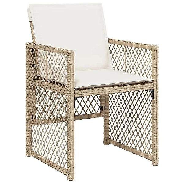 vidaXL Gartenstühle mit Kissen 4 Stk Beige Poly Rattan 364953 günstig online kaufen