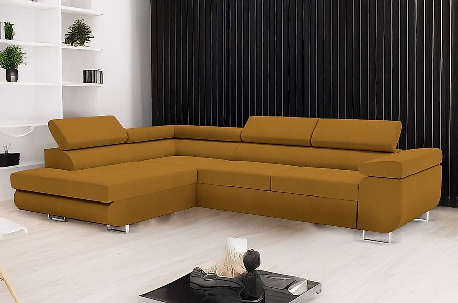 Goldstoff Ecksofa hochwertiges Sofa mit Schlaffunktion, günstig online kaufen
