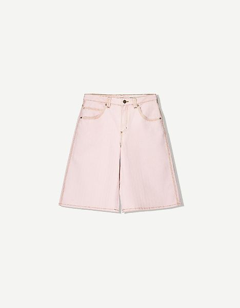 Bershka Bermudas Aus Jeans Denim Damen 36 Rosa günstig online kaufen