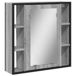 vidaXL Badezimmerspiegelschrank Bad-Spiegelschrank Grau Sonoma 60x16x60 günstig online kaufen