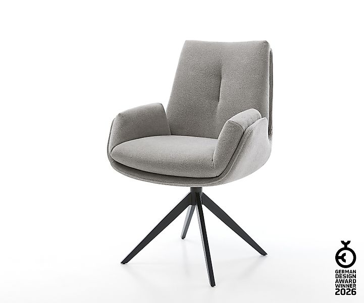 Drehstuhl Clea-Flex Strukturstoff Soft Grau Kreuzgestell breit Schwarz 360° günstig online kaufen