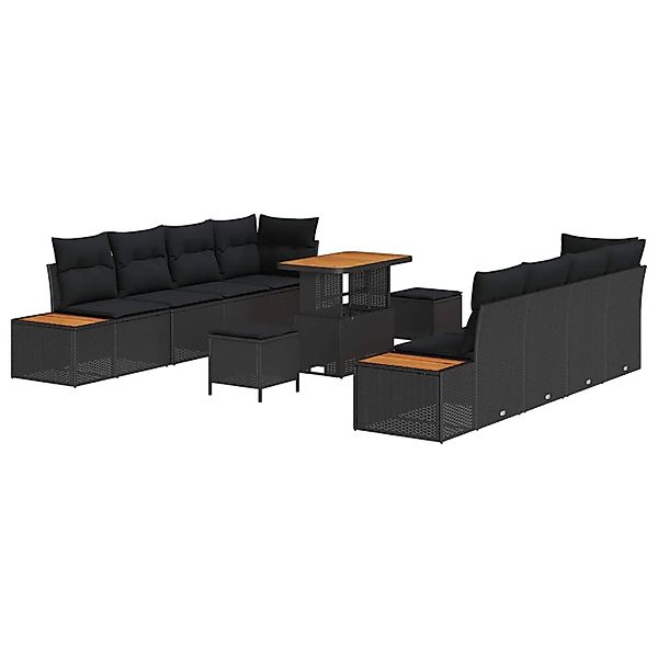 vidaXL Gartensofa-set mit Kissen 11-Tlg Schwarz Poly-Rattan 3364839 günstig online kaufen