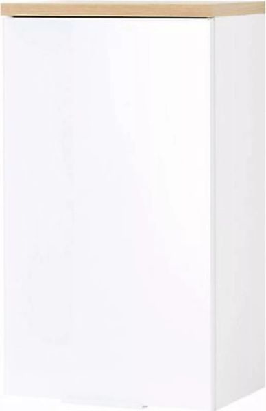 Lomadox Badmöbel Hängeschrank mit Glasfront LUBLIN-01  in Weiß/Navarra-Eich günstig online kaufen