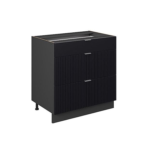 Vicco Unterschrank Fame-Line, Schwarz gestreift/Anthrazit, 80 cm mit 3 Schu günstig online kaufen