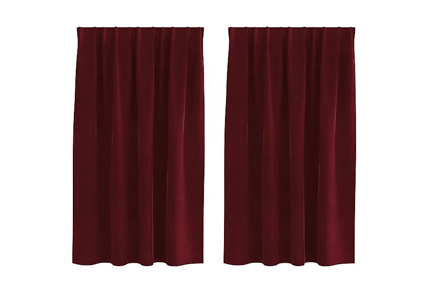 vidaXL Vorhang Verdunkelungsvorhänge mit Klettband 2 Stk. Weinrot Samt, (1 günstig online kaufen