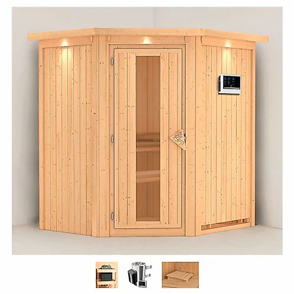 Karibu Sauna »Tomke« Set, 3,6-kW-Plug & Play Ofen mit externer Steuerung günstig online kaufen