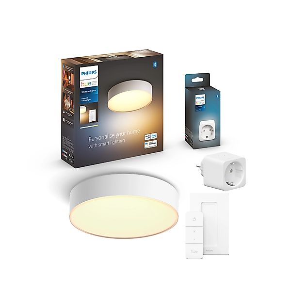 Philips Hue Bundle Deckenleuchte Enrave S Ø 26,1 cm inkl. Dimmer und SmartP günstig online kaufen