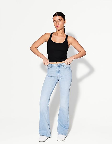 Bershka Jeans-Schlaghose Damen 40 Hellblau günstig online kaufen