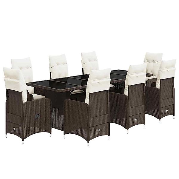 vidaXL 9-Tlg Garten-Bistro-Set mit Kissen Braun Poly Rattan 3277283 günstig online kaufen