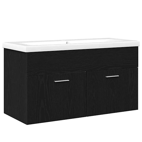 vidaXL Badezimmerschrank Schwarz Eichen-Optik 90 x 38,5 x 46 cm 3333138 günstig online kaufen